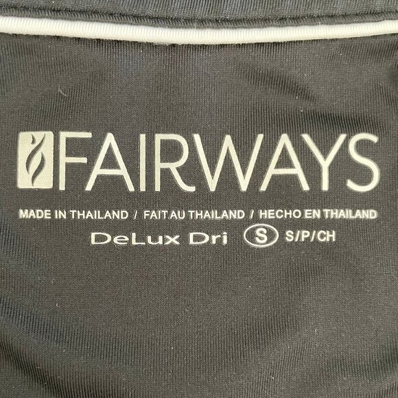 Fairways Slvless Mandarin Collar V Neck Striped DeLux Dri Golf Top Blk+Wht Sz S - Picture 8 of 10